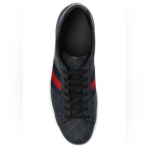 Gucci Ace Men's SZ 9 Gray and Red Stripe Sneakers (Run big)